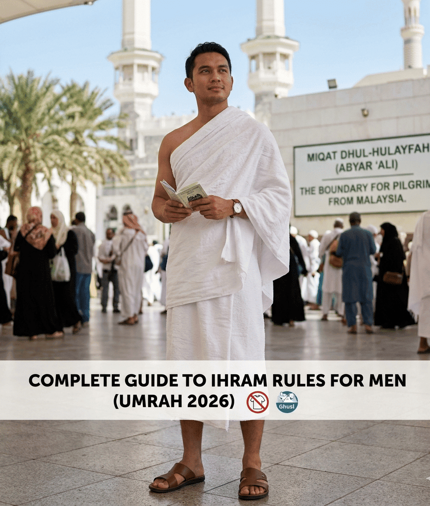 Pilgrim reading the Quran at Masjid al-Haram, Mecca during Umrah.